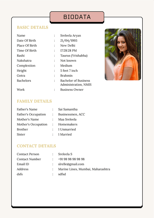 Biodata Image