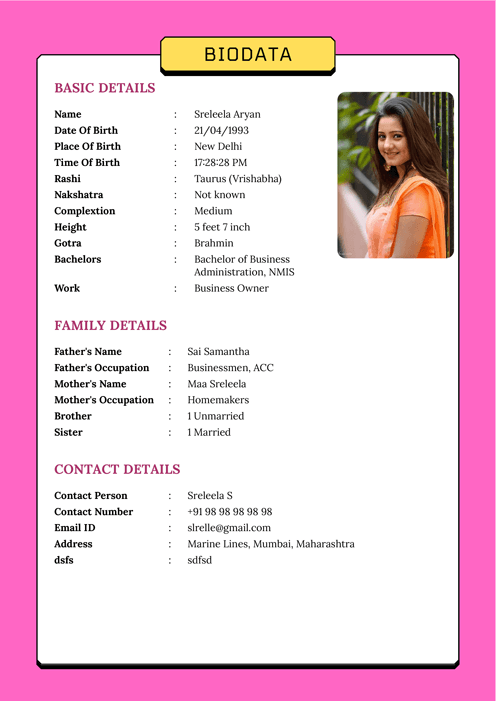 Biodata Image