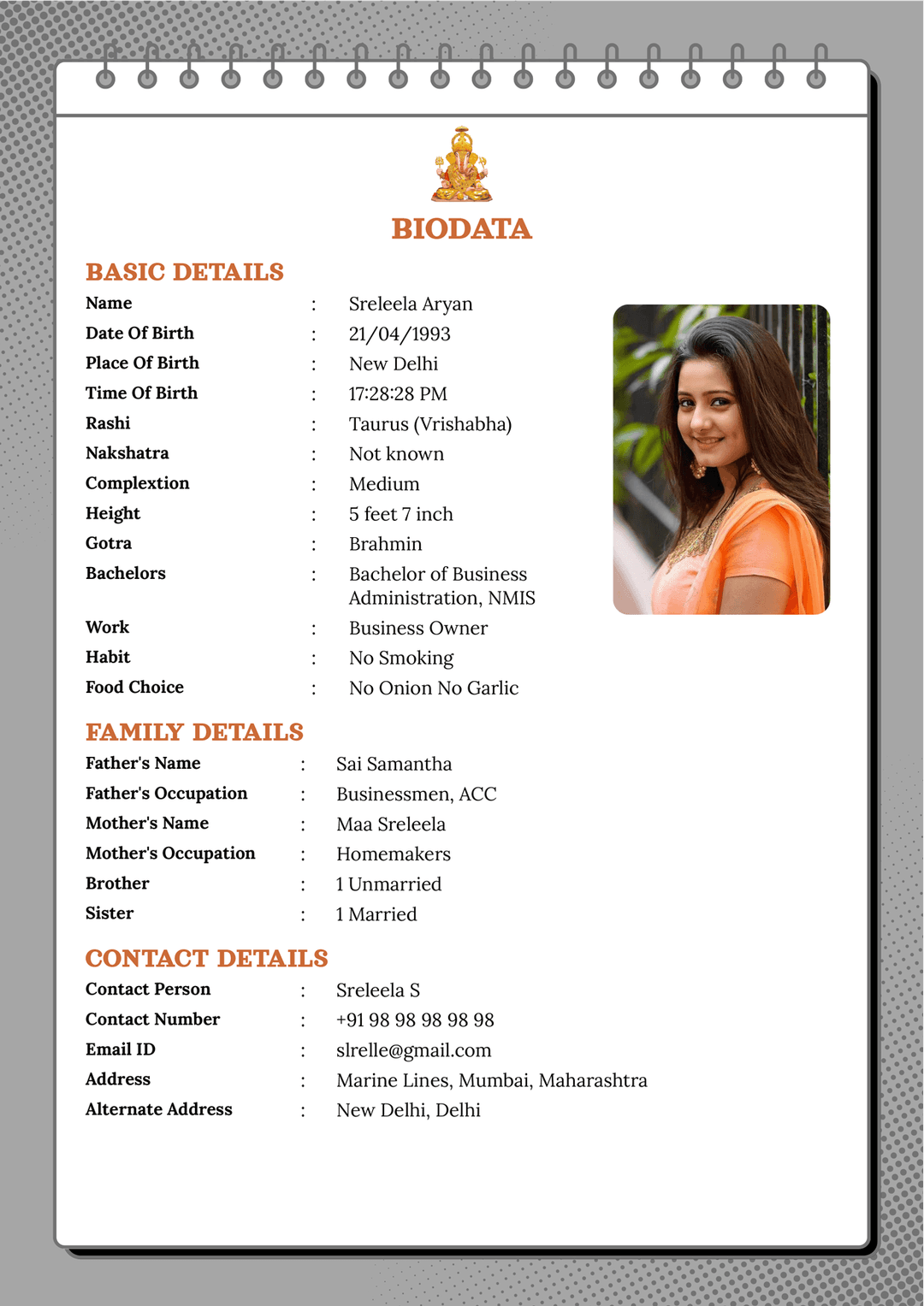 Biodata Image