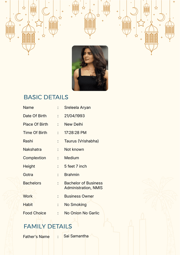 Popular Marriage Biodata Format | Biodata for Marriage