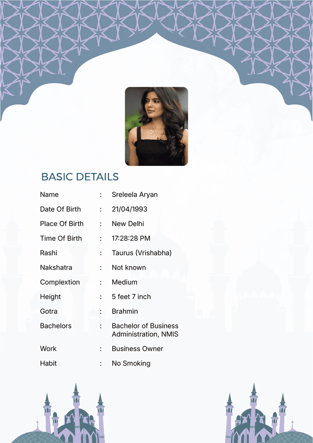 Elegantly designed Marriage Biodata Format | Biodata for Marriage